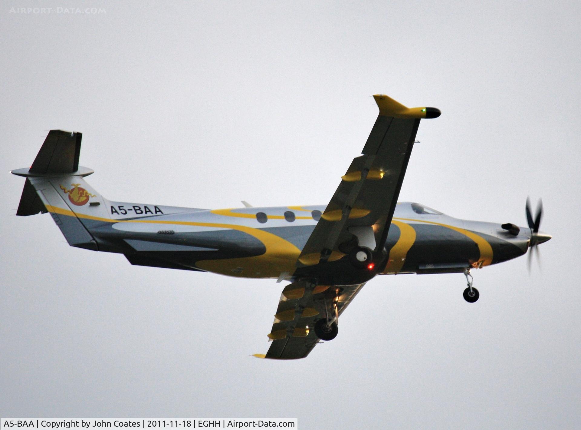 A5-BAA, 2008 Pilatus PC-12/47 C/N 885, Departing on air test