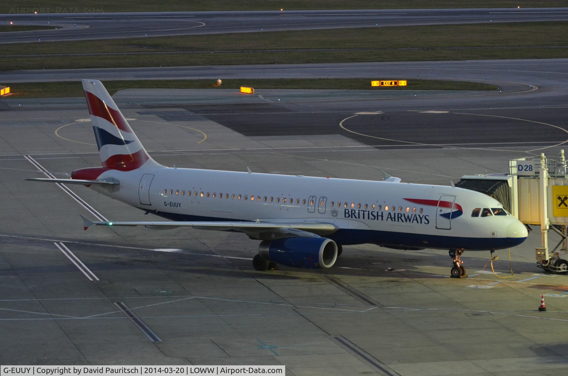 G-EUUY, 2008 Airbus A320-232 C/N 3607, Waiting at Terminal 2