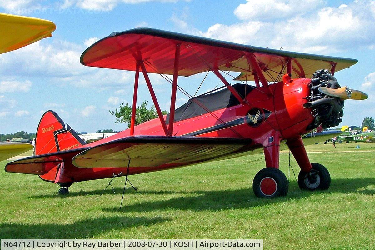 N64712, Boeing A75N1(PT17) C/N 75-664, Boeing Stearman PT-17 Kaydet [75-664] Oshkosh-Wittman Regional Airport~N 30/07/2008