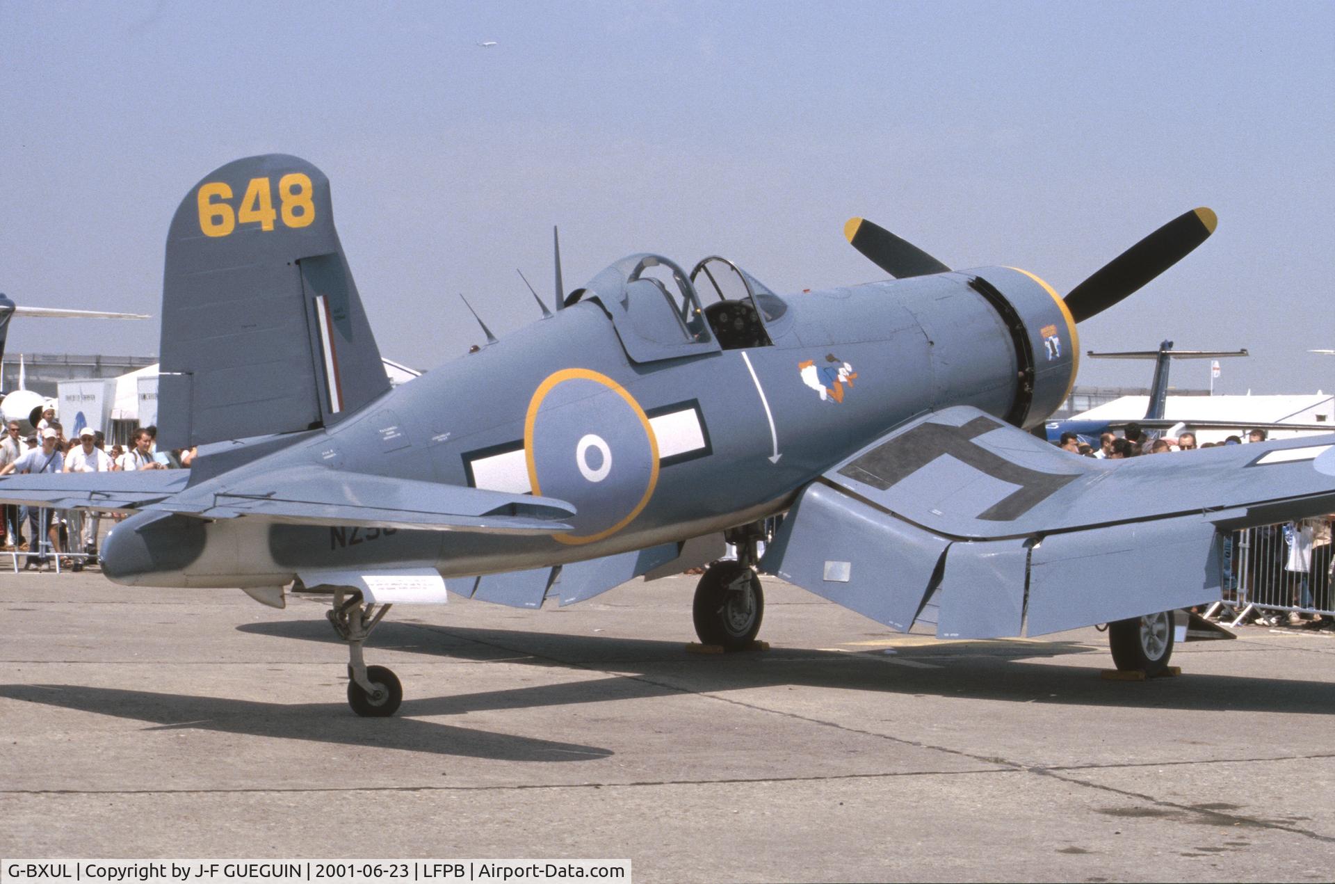 G-BXUL, 1945 Goodyear FG-1D Corsair C/N 3205, On display at 2001 Paris-Le Bourget airshow.