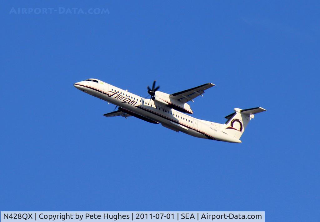 N428QX, 2007 De Havilland Canada DHC-8-402 Dash 8 C/N 4160, N428QX DHC8 departing SEA/TAC