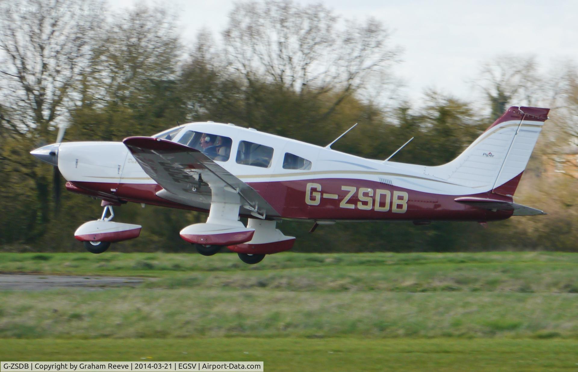 G-ZSDB, 1982 Piper PA-28-236 Dakota C/N 28-8211004, Departing from Old Buckenham.