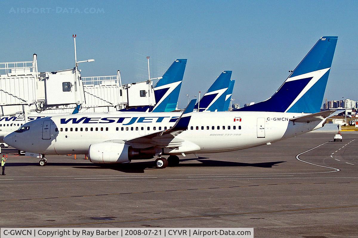 C-GWCN, 2005 Boeing 737-7CT C/N 34157, Boeing 737-7CT [34157] (Westjet) Vancouver International~C 21/07/2008