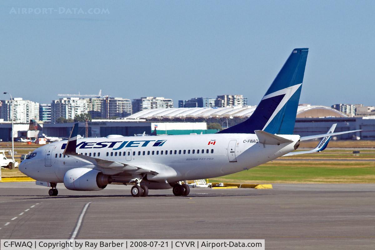 C-FWAQ, 2002 Boeing 737-7CT C/N 32748, Boeing 737-7CT [32748] (Westjet) Vancouver International~C 21/07/2008