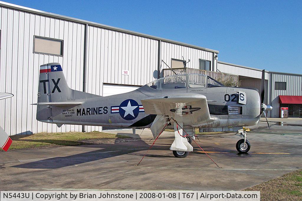 N5443U, North American T-28B Trojan C/N 219-46, At its home base. NX5443U 140047 NA T-28B Trojan Hicks, TX 8.1.05