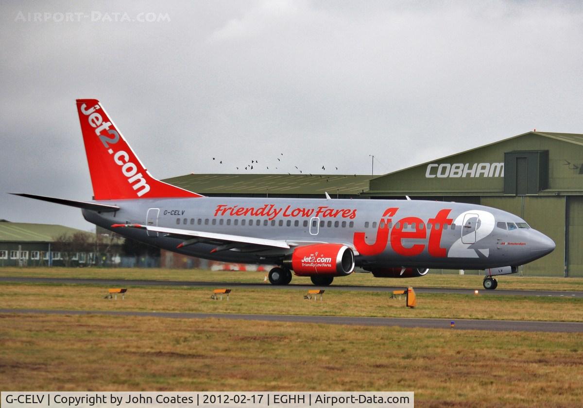 G-CELV, 1986 Boeing 737-377 C/N 23661, Departing after repaint