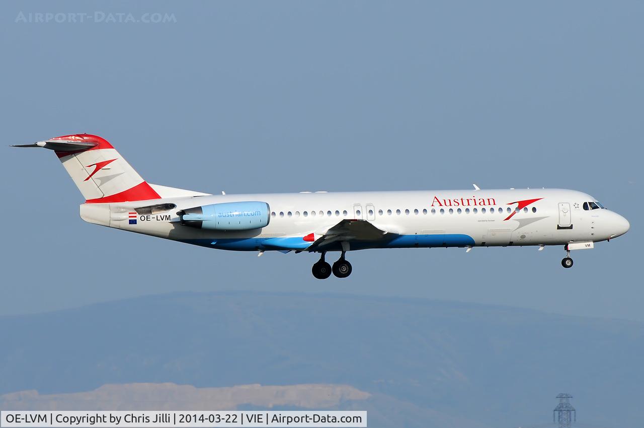 OE-LVM, 1991 Fokker F100 (F-28-0100) C/N 11361, Austrian Airlines