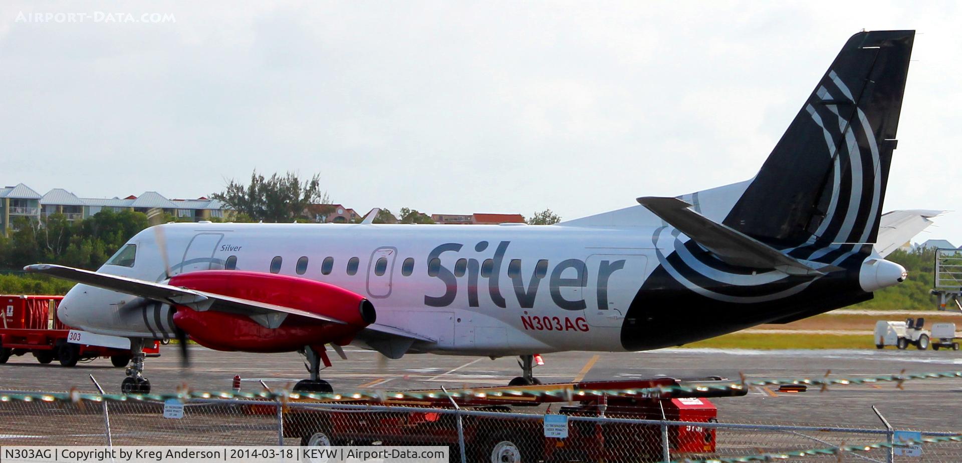 N303AG, 1997 Saab 340B C/N 340B-414, Silver Airways Saab 340B taxiing out for departure from Key West International Airport in Key West, FL.