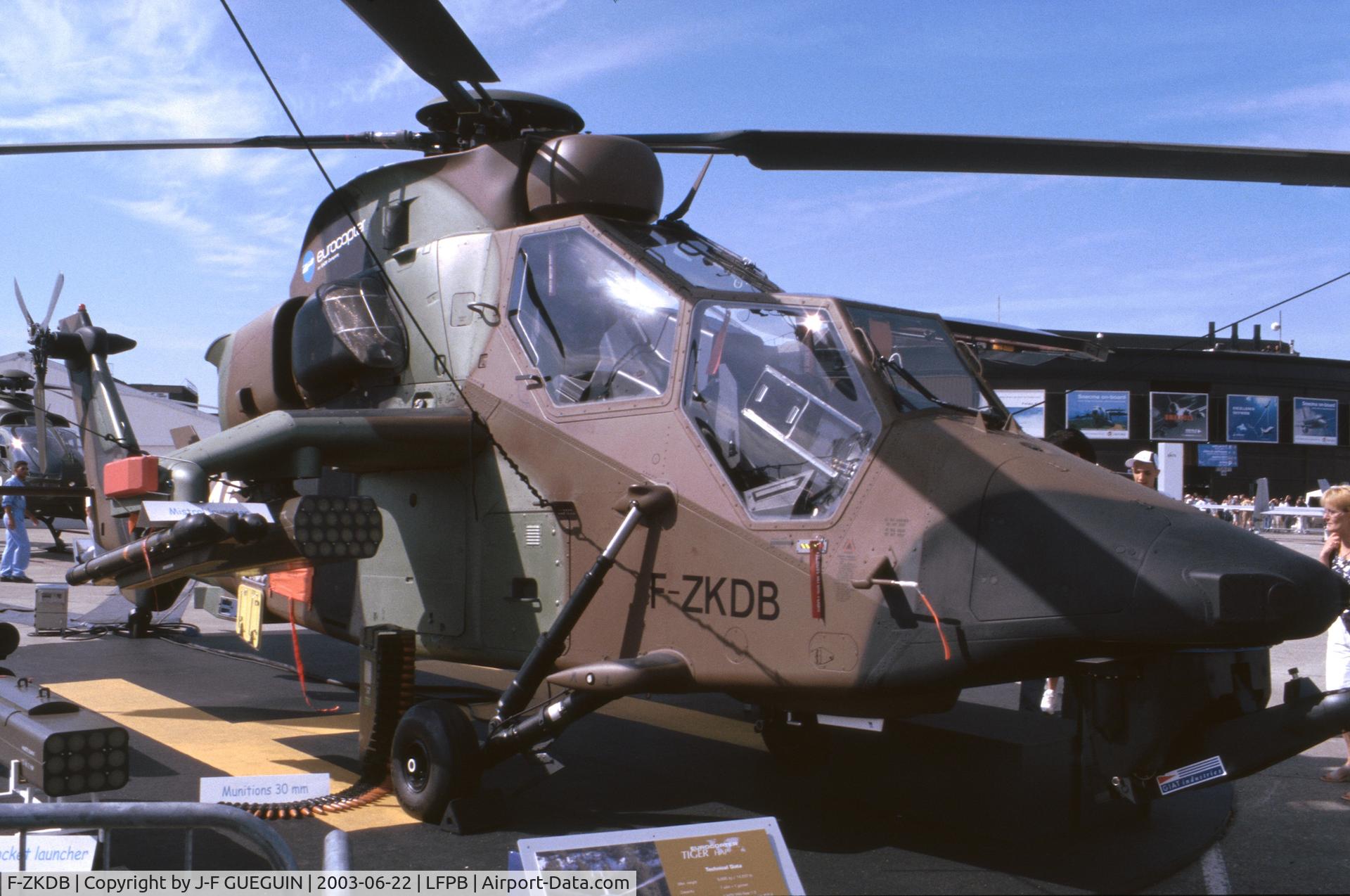 F-ZKDB, Eurocopter EC-665 Tigre HAP C/N 2001, On display at 2003 Paris-Le Bourget airshow.