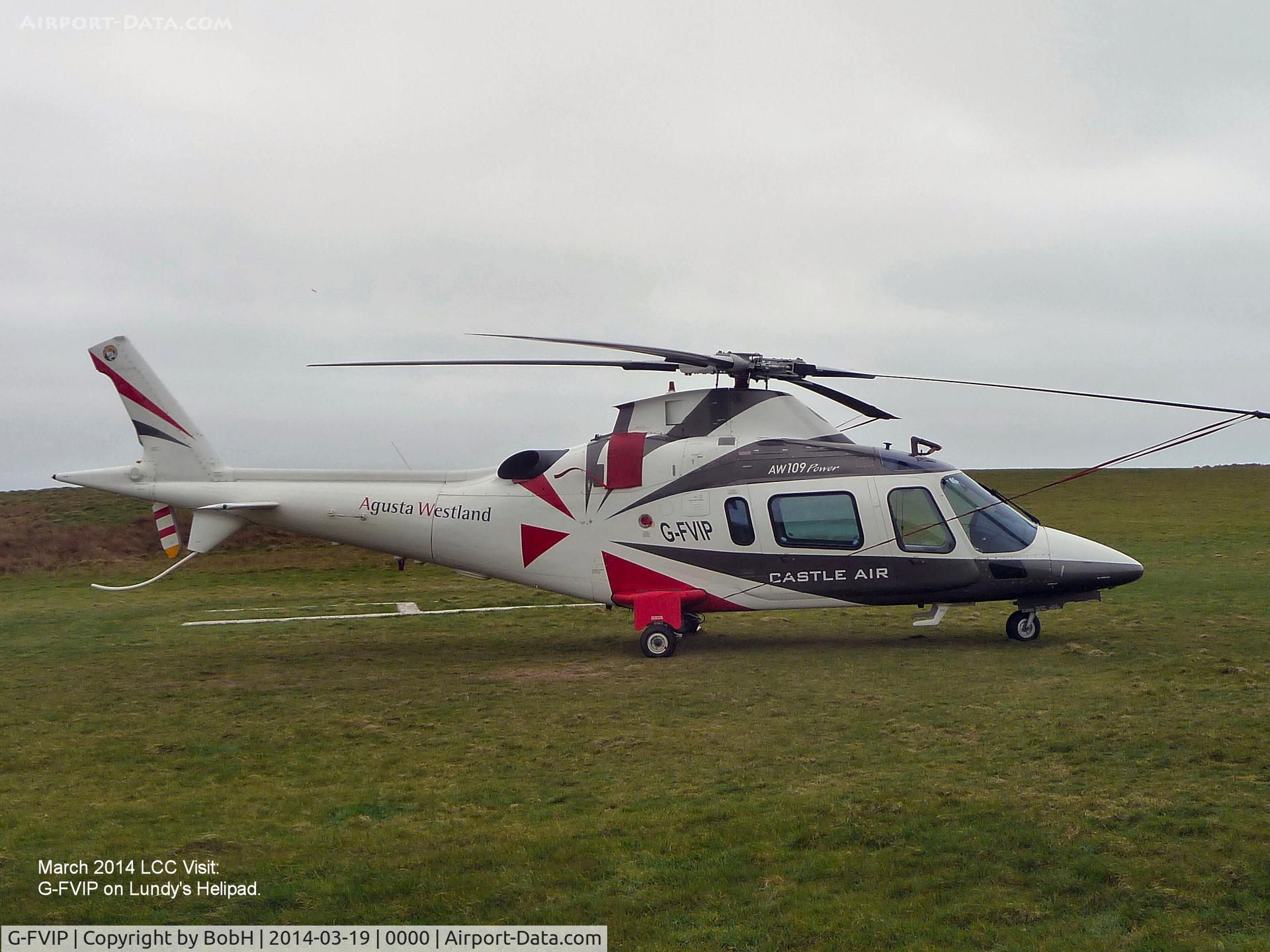 G-FVIP, 1997 Agusta A-109E Power C/N 11011, G-FVIP on Lundy, Bristol Channel. The aircraft had brought a BBC film crew over to the island