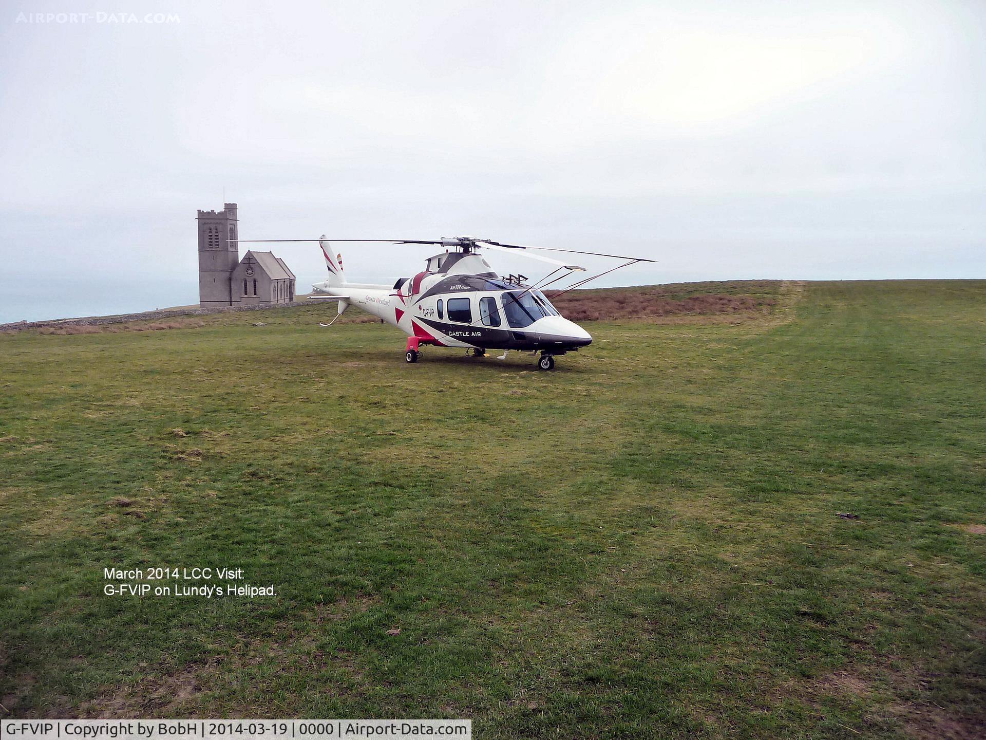 G-FVIP, 1997 Agusta A-109E Power C/N 11011, G-FVIP on Lundy, Bristol Channel.