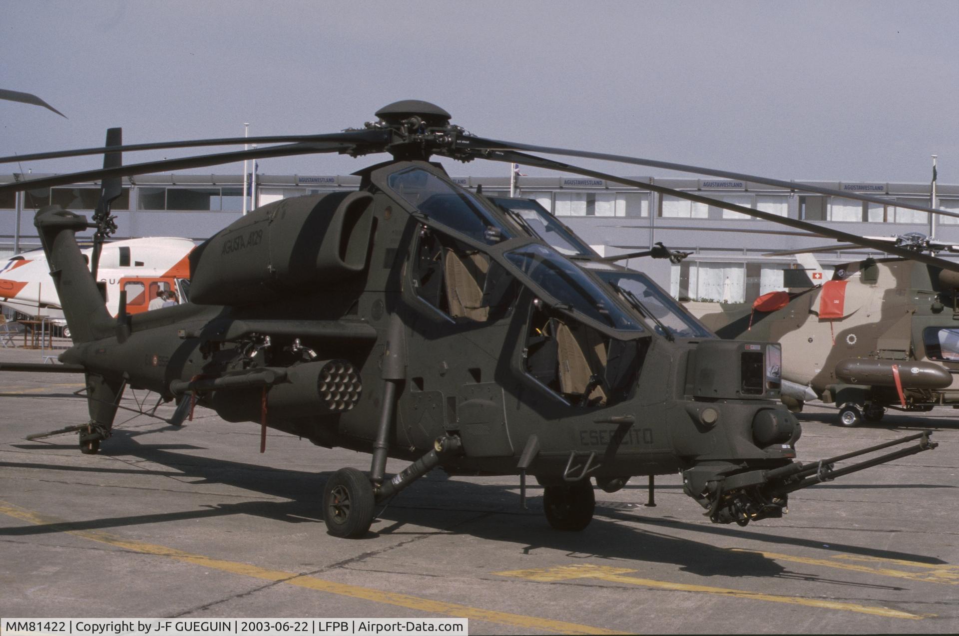 MM81422, Agusta A-129CBT Mangusta C/N 29054, On display at 2003 Paris-Le Bourget airshow.
