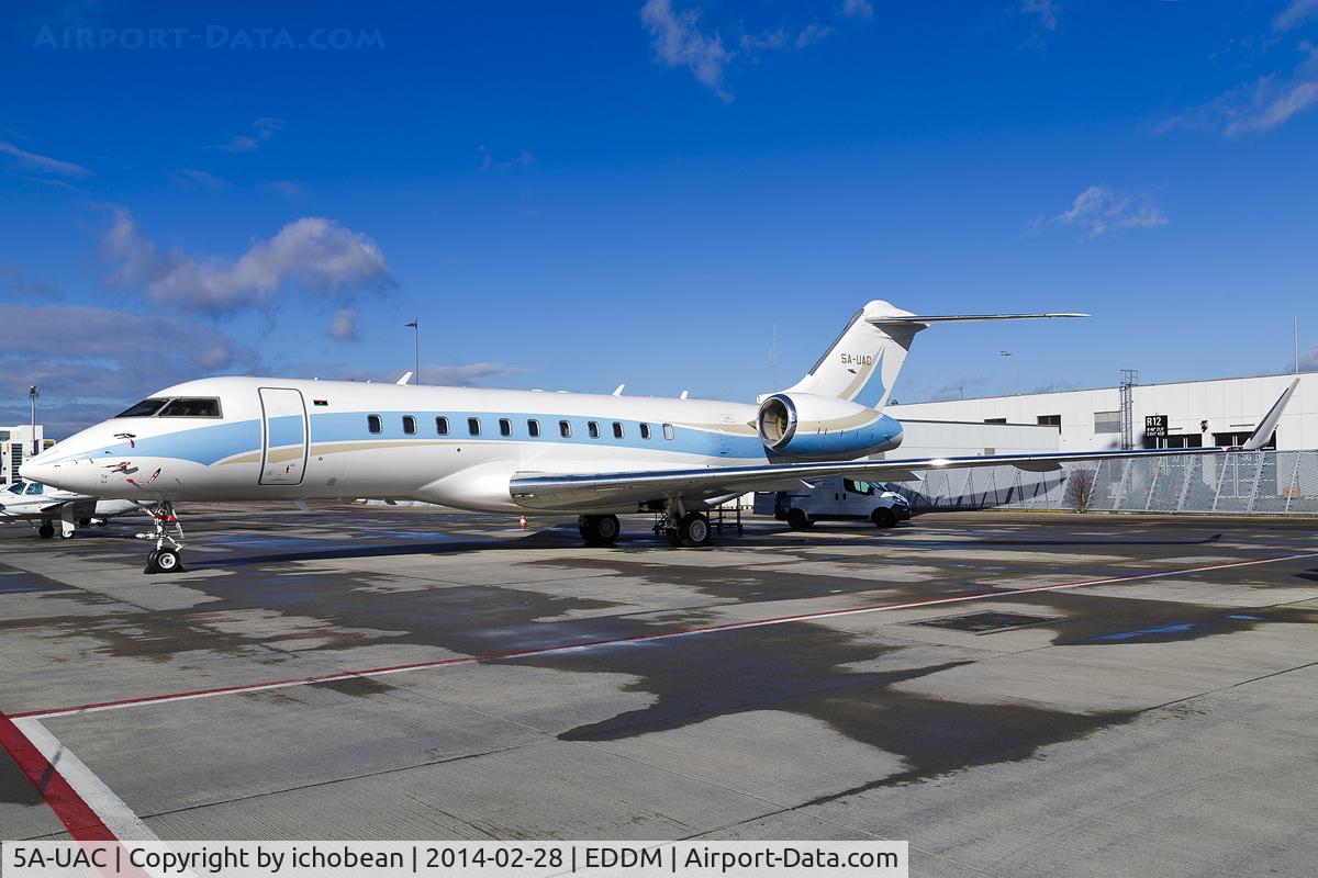 5A-UAC, 2007 Bombardier BD-700-1A11 Global 5000 C/N 9257, Undergoing further mtc at MUC after a long stay