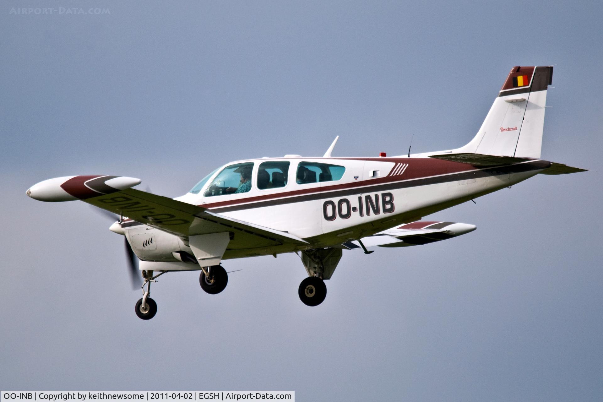 OO-INB, 1990 Beech F33A Bonanza C/N CE-1438, Landing onto runway 27 !