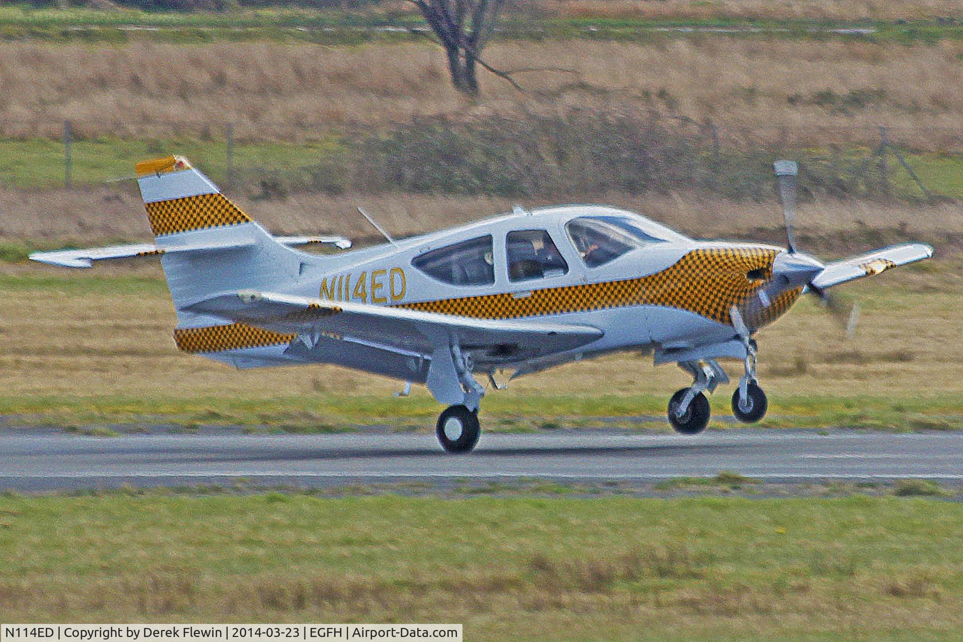 N114ED, 1995 Rockwell Commander 114B C/N 14637, Visiting Commander seen landing on runway 28 at EHGFH.