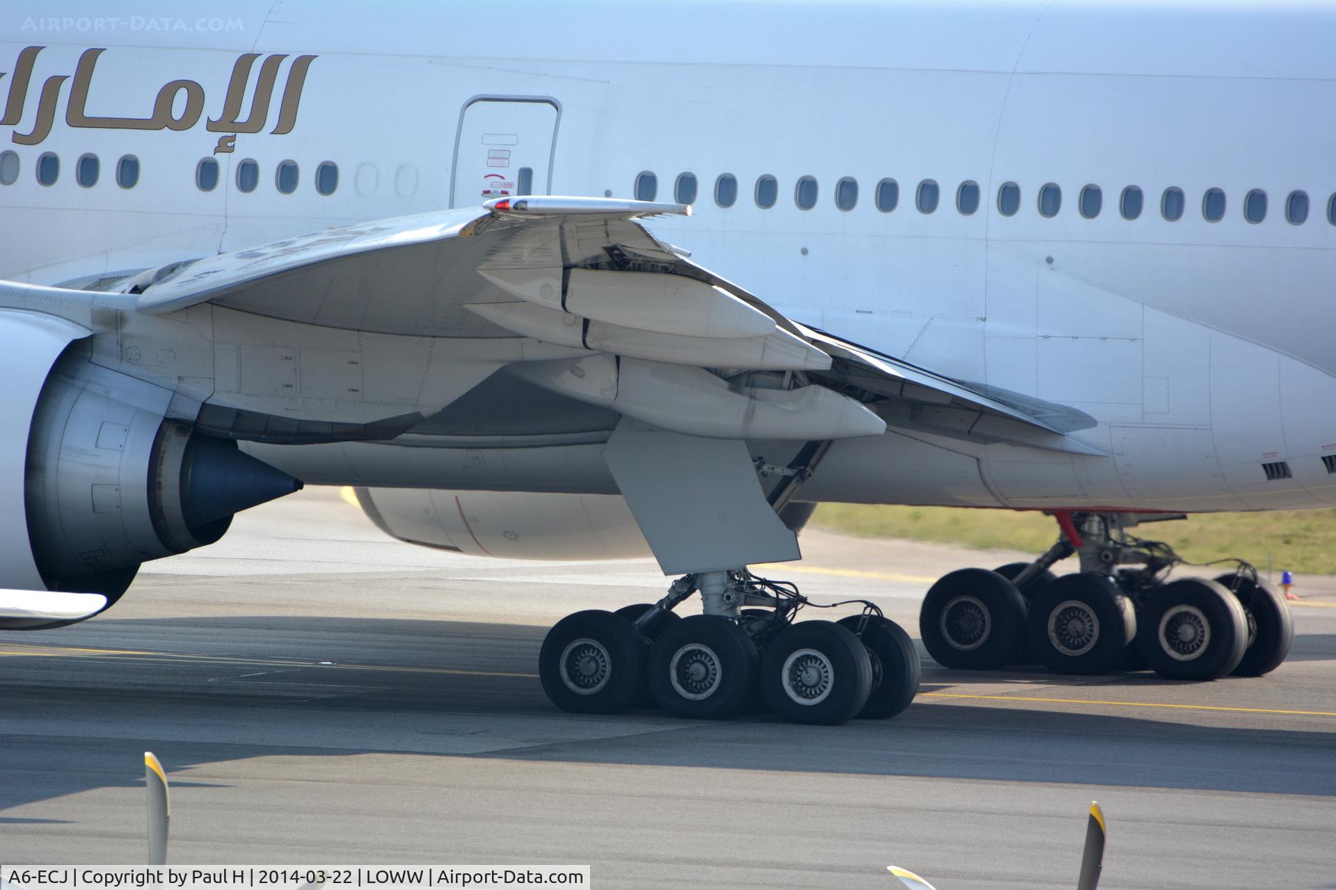 A6-ECJ, 2008 Boeing 777-31H/ER C/N 35583, Left wing of B-777