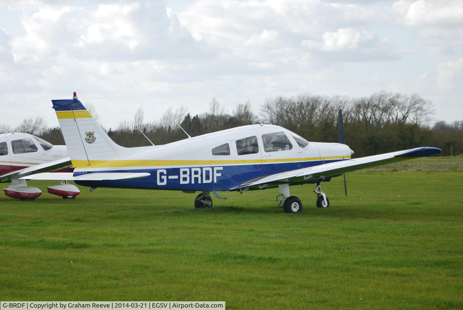 G-BRDF, 1977 Piper PA-28-161 Cherokee Warrior II C/N 28-7716085, Parked at Old Buckenham.