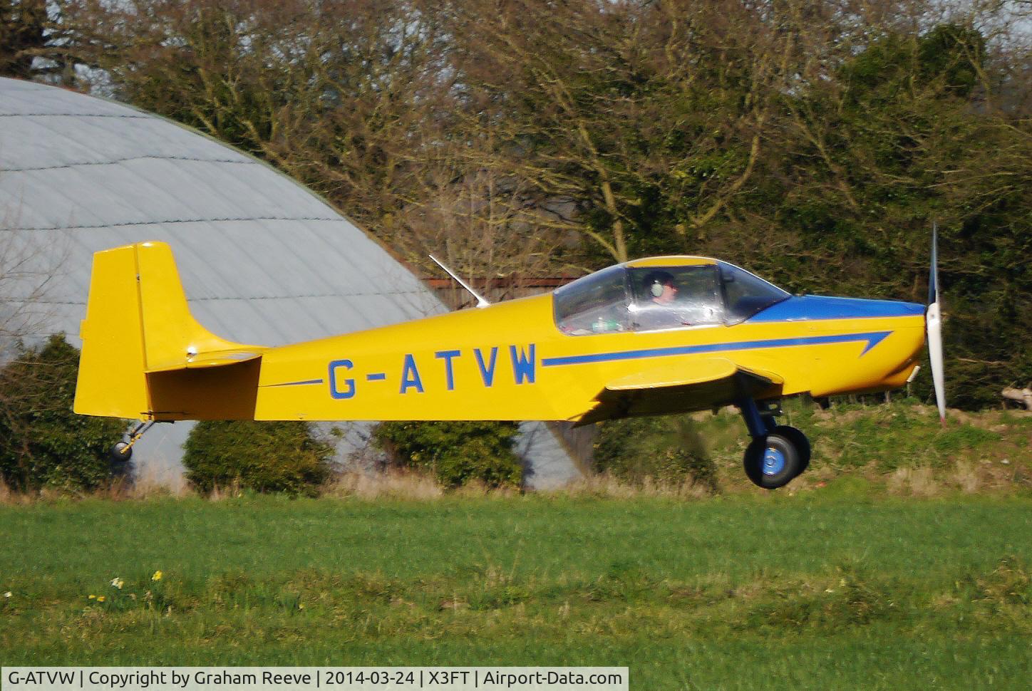 G-ATVW, 1966 Druine D-62B Condor C/N RAE/615, Just taken off from Felthorpe.