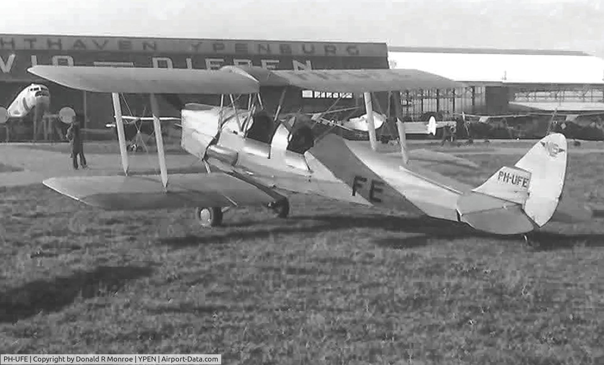 PH-UFE, 1946 De Havilland DH-82A Tiger Moth II C/N 86580, De Haviland DH-82A, PH-UFE, photographed at Ypenburg, Holland, Netherlands, June 1953.