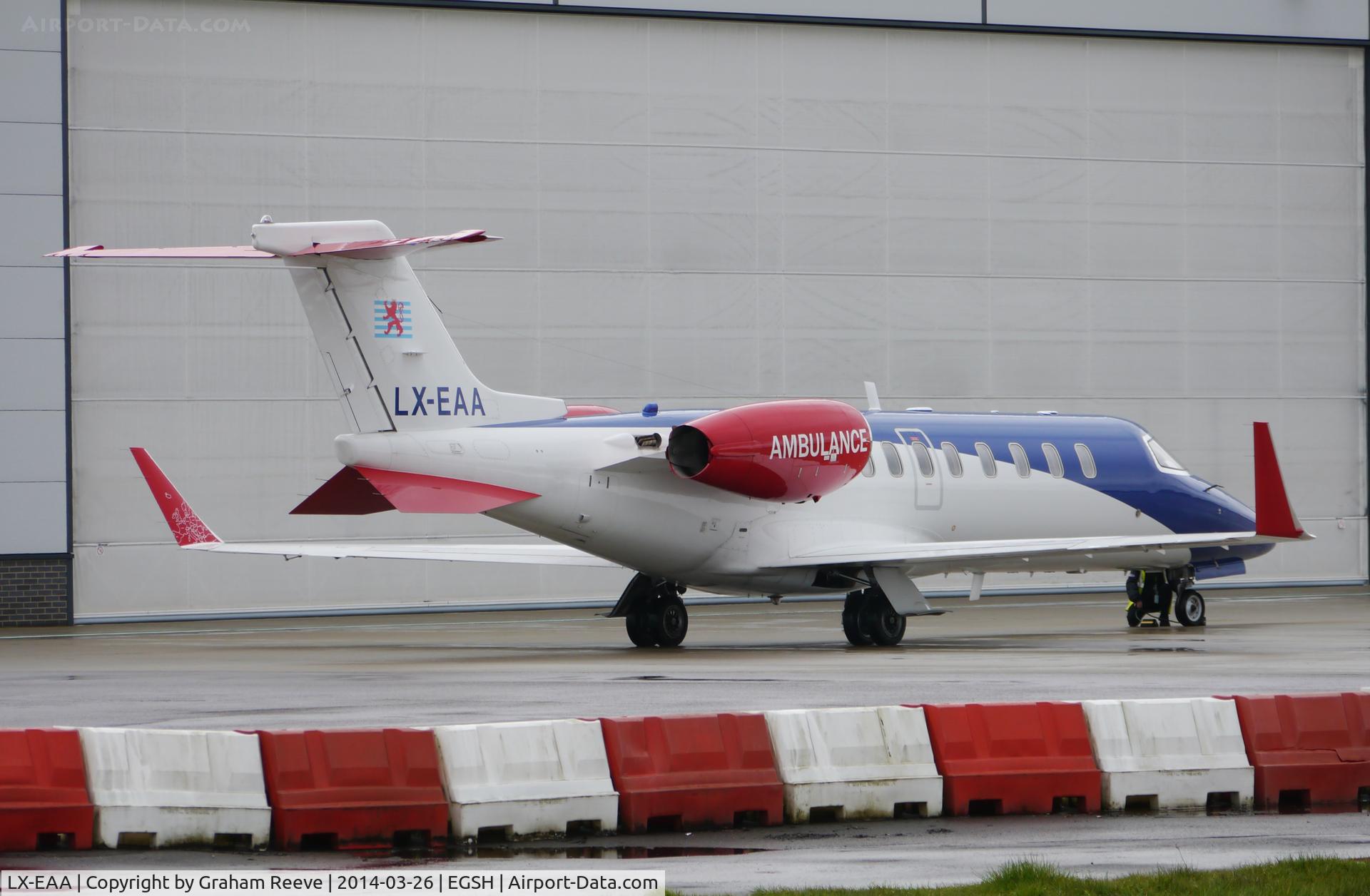LX-EAA, 2006 Learjet 45 C/N 321, Parked at Norwich.