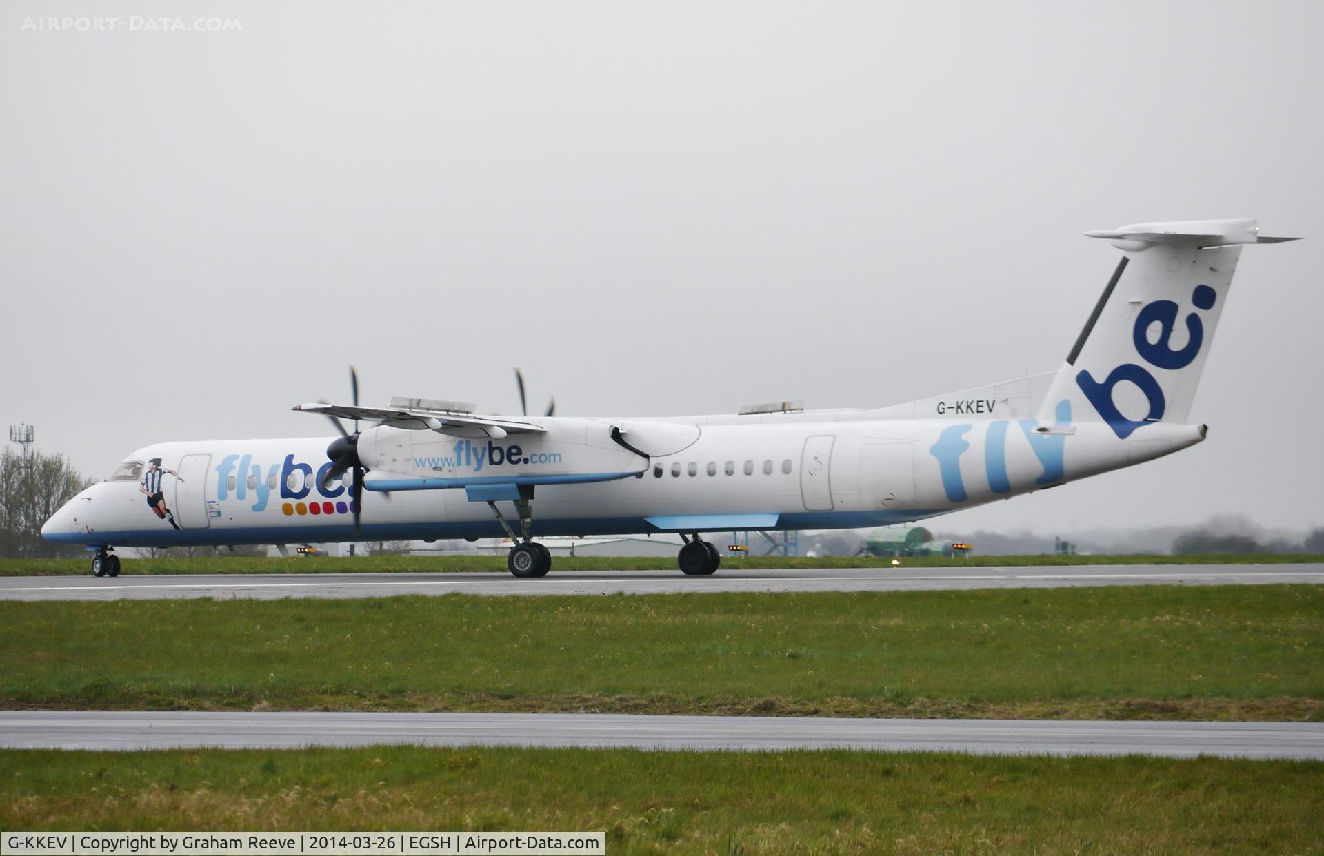 G-KKEV, 2008 De Havilland Canada DHC-8-402Q Dash 8 C/N 4201, About to depart on runway 
