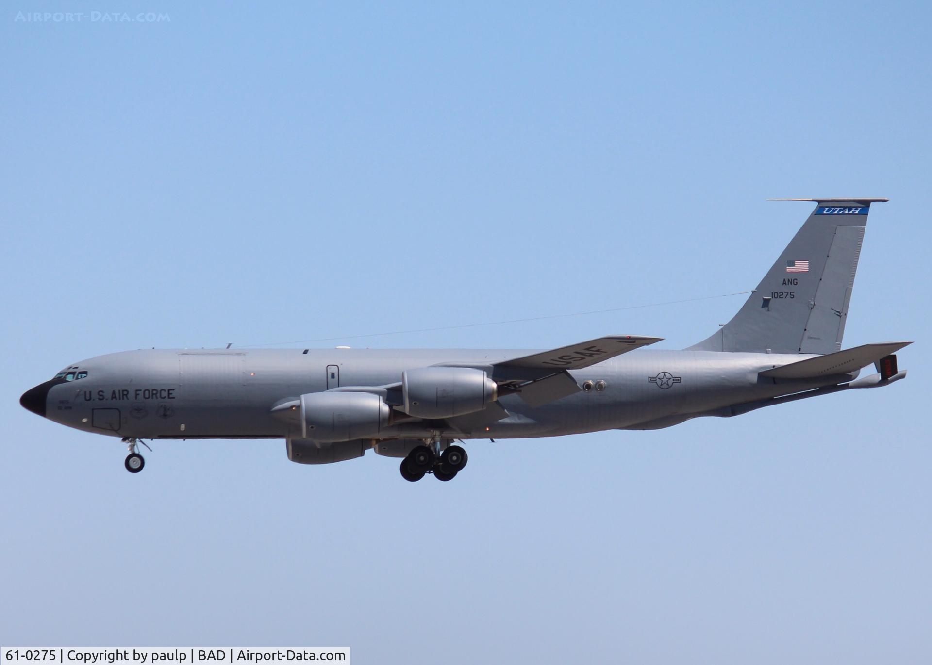 61-0275, 1961 Boeing KC-135R Stratotanker C/N 18182, Landing at Barksdale Air Force Base.
