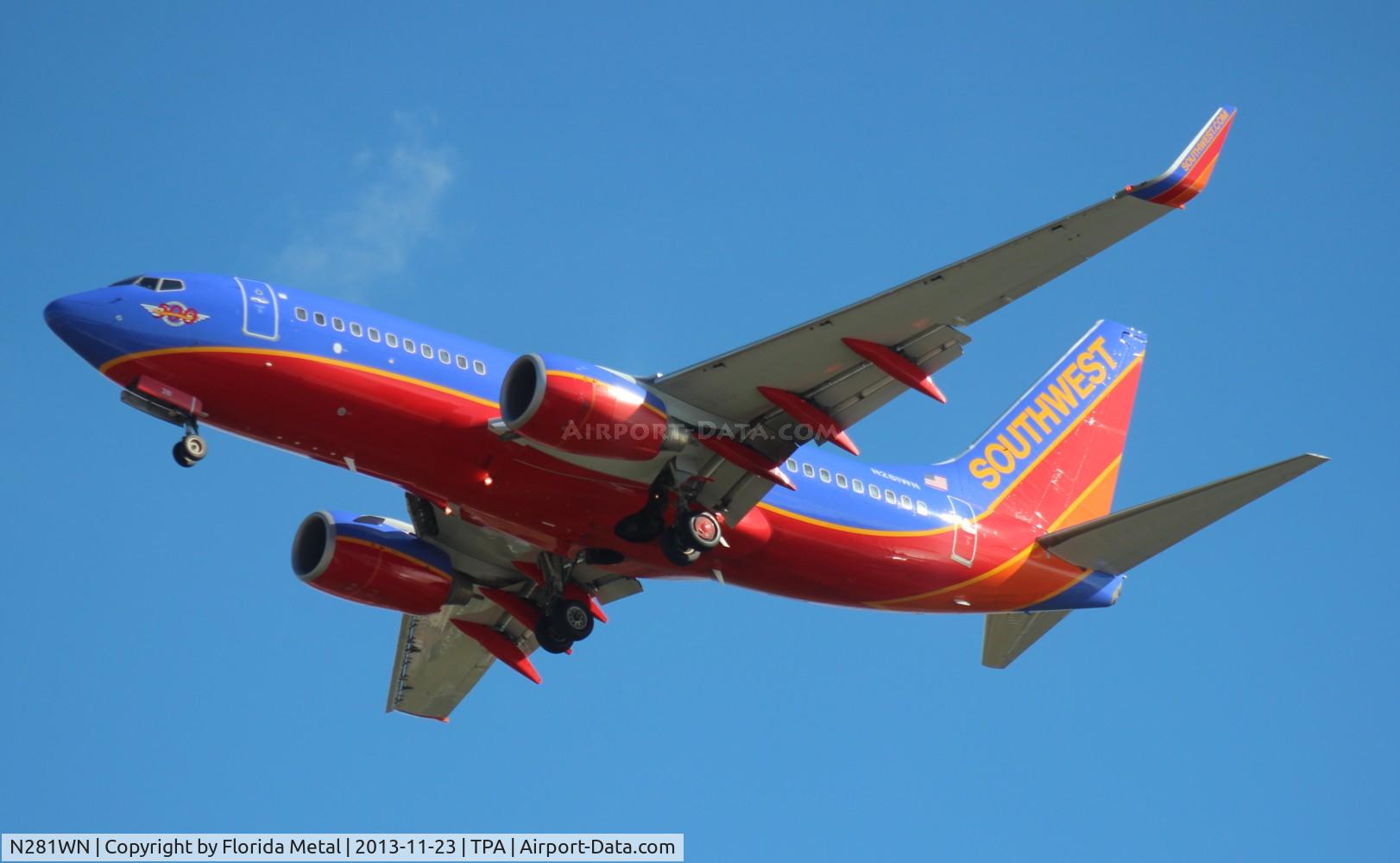 N281WN, 2007 Boeing 737-7H4 C/N 36528, Southwest 737-700