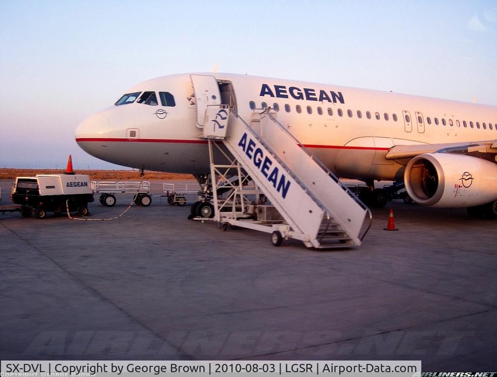 SX-DVL, 2008 Airbus A320-232 C/N 3423, Prior to departure from Santorini to Thessaloniki