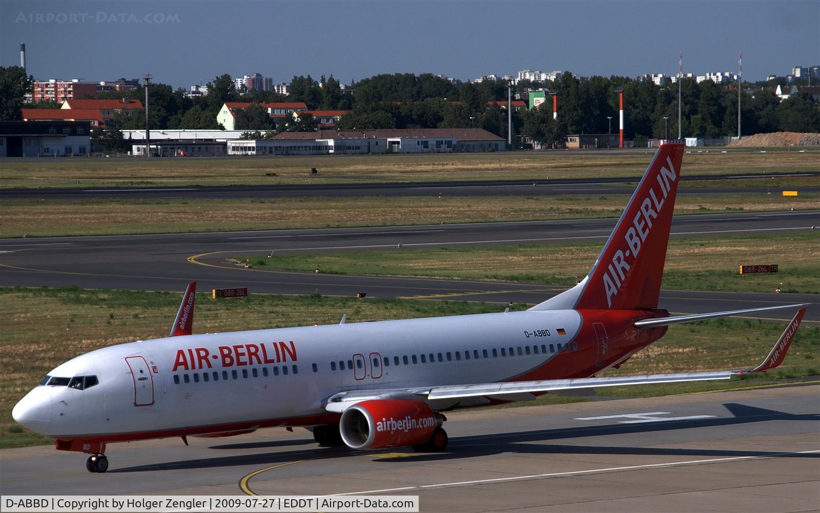 D-ABBD, 2001 Boeing 737-86J C/N 30880, Passing along for take off on rwy 08L....