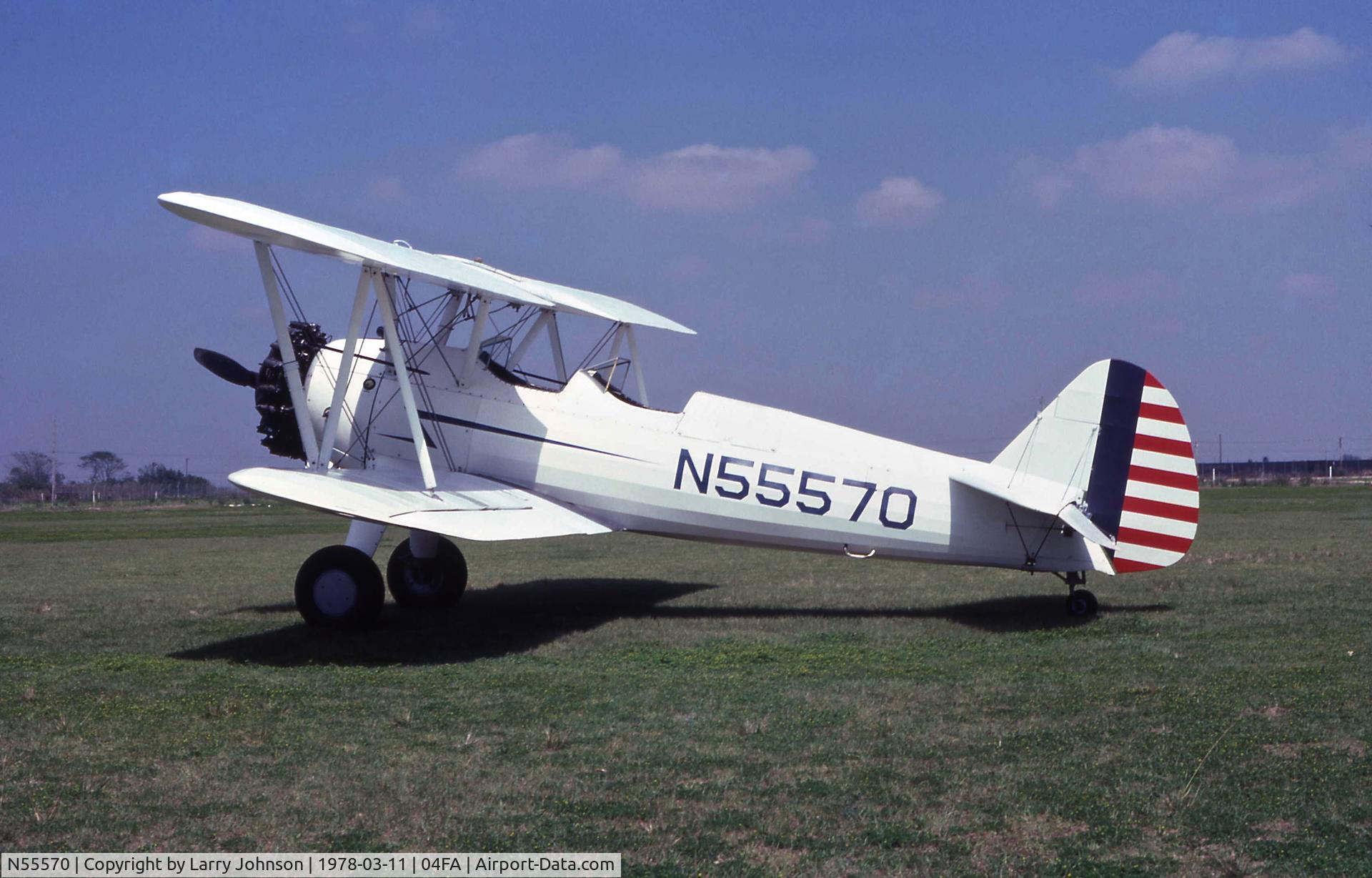 N55570, 1941 Boeing A75N1(PT17) C/N 75-1563, This is an ex-Carlstrom Field PT-17 from WW11, plane number #99.