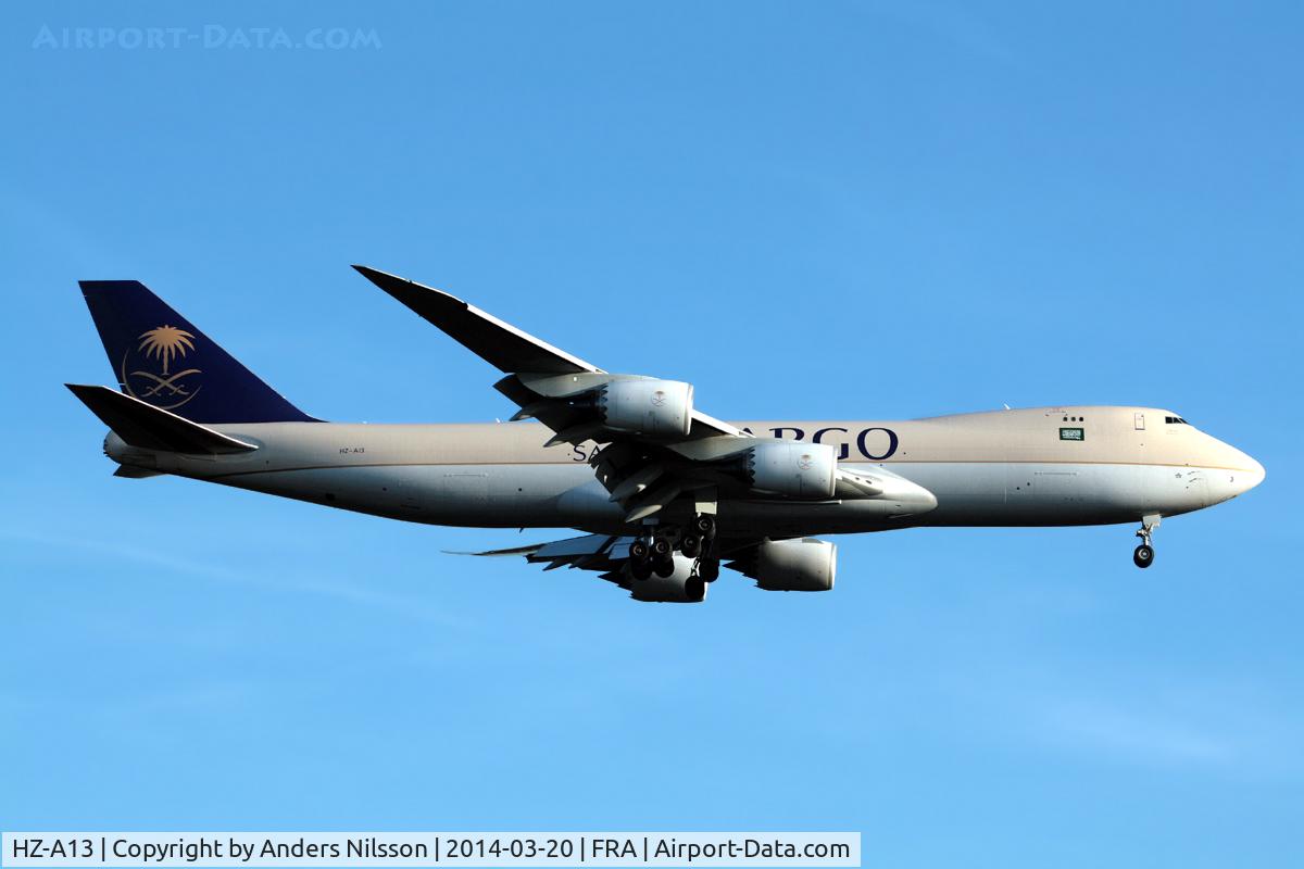 HZ-A13, 2013 Boeing 747-87UF C/N 37562, On final approach for 25L.