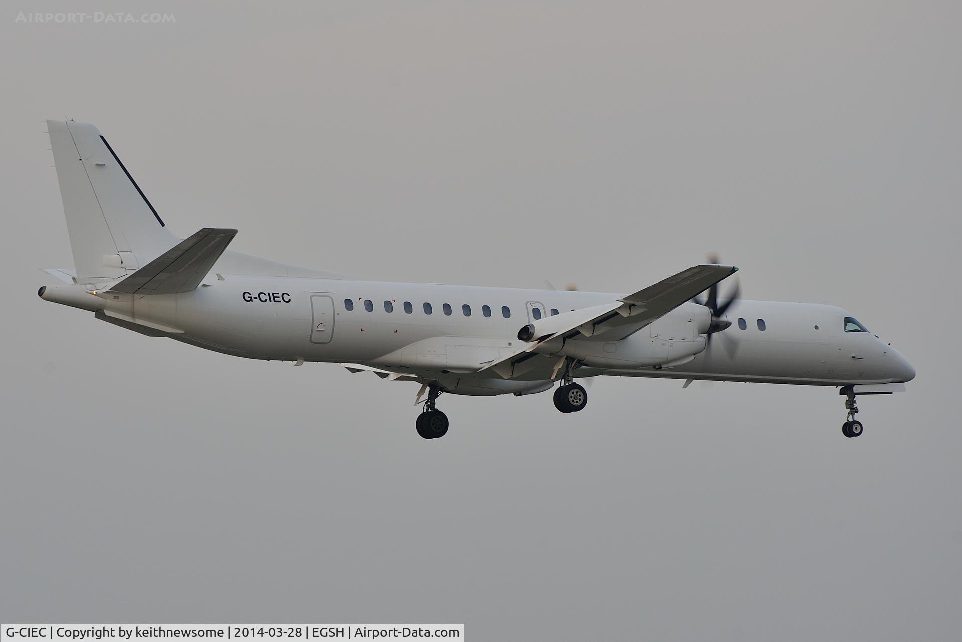 G-CIEC, 1996 Saab 2000 C/N 2000-037, Low light landing !