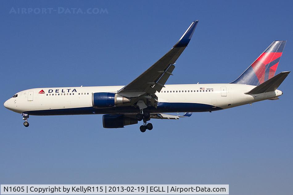 N1605, 1999 Boeing 767-332 C/N 30198, London Heathrow - Delta Air Lines