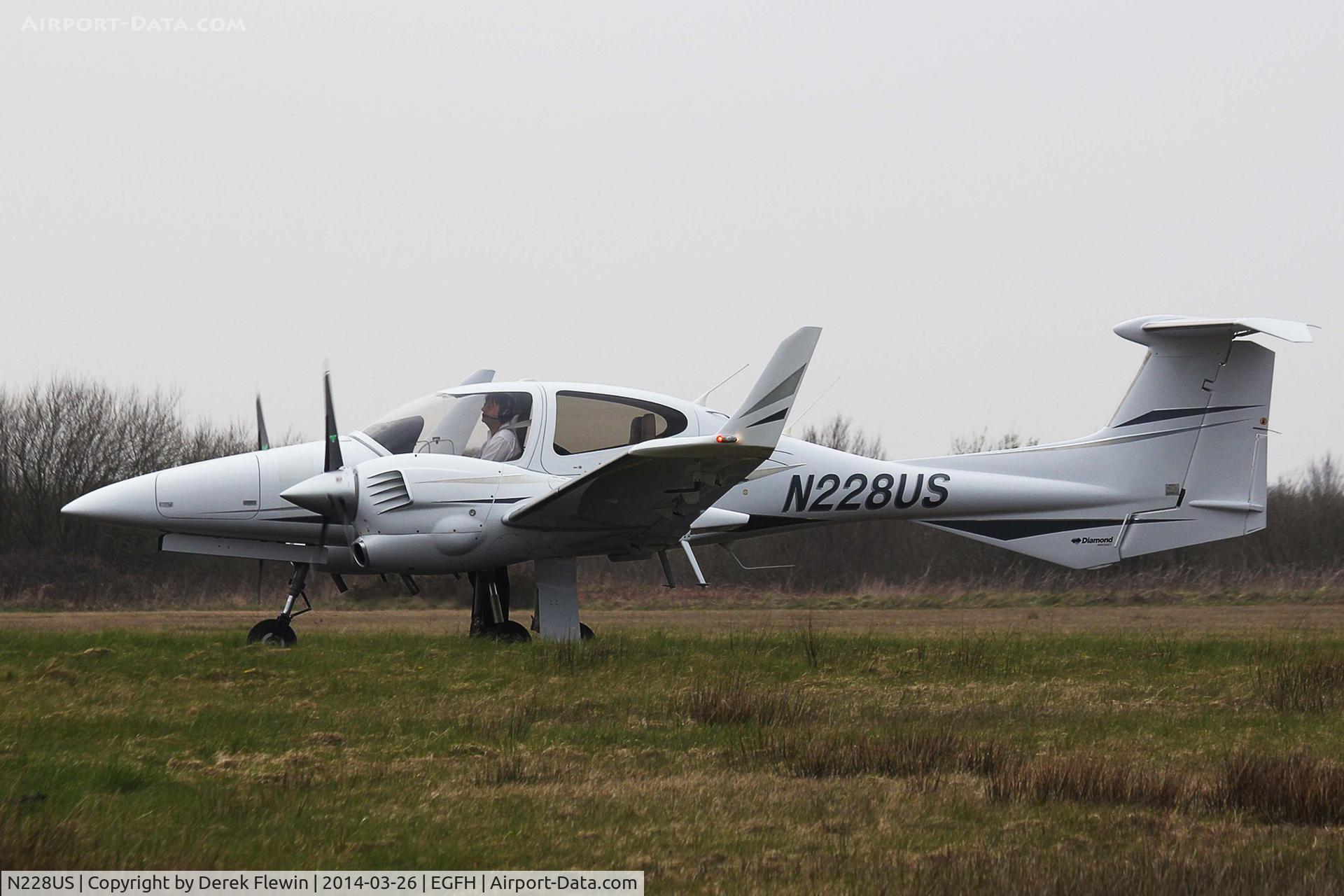 N228US, 2008 Diamond DA-42 Twin Star C/N 42.347, Visiting Diamond Star, shortly after landing on runway 22 at eGFH.
