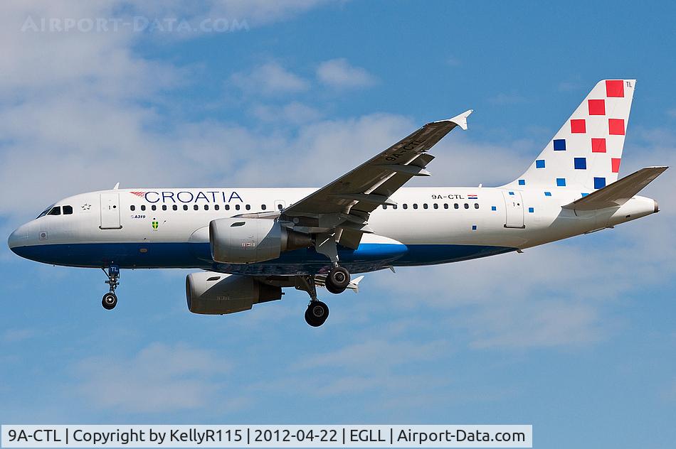 9A-CTL, 2000 Airbus A319-112 C/N 1252, London Heathrow - Croatia Airlines