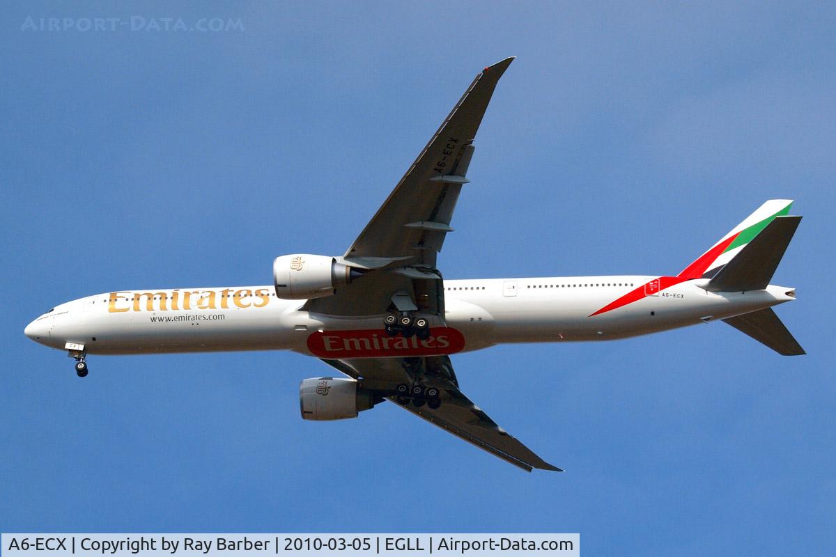 A6-ECX, 2009 Boeing 777-31H/ER C/N 38982, A6-ECX   Boeing 777-31HER [38982] (Emirates Airlines) Home~05/03/2010. On Approach 27R.