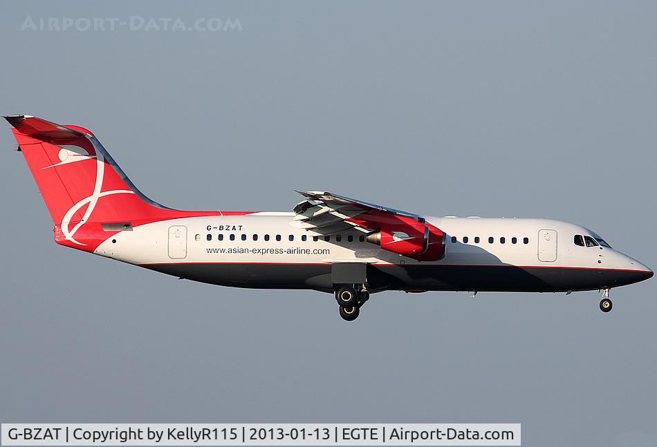 G-BZAT, 1997 British Aerospace Avro 146-RJ100 C/N E3320, Exeter International - Asia Express