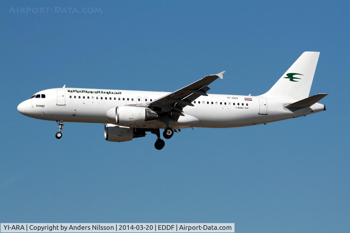 YI-ARA, 2012 Airbus A320-214 C/N 5115, On final for runway 25L.