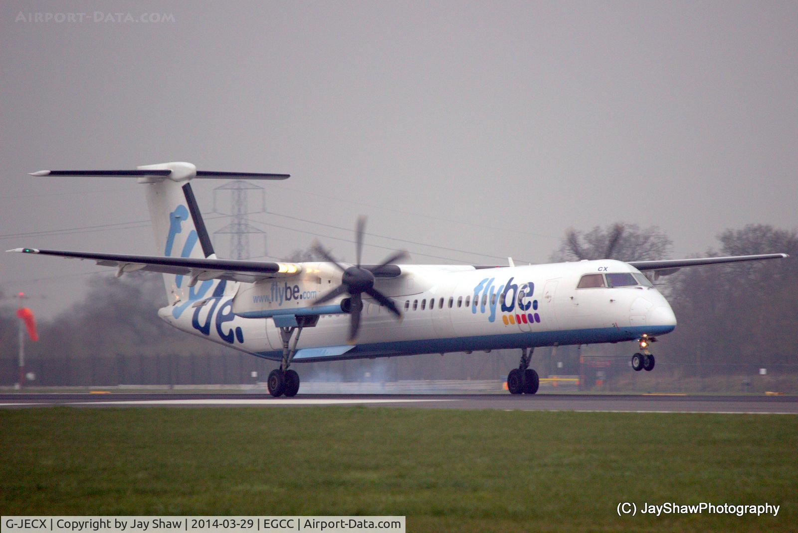 G-JECX, 2007 De Havilland Canada DHC-8-402Q Dash 8 C/N 4155, Arrival 05R Manchester EGCC