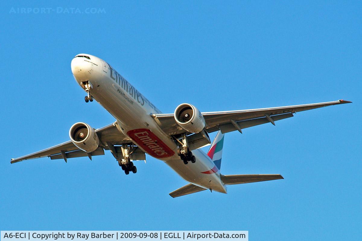 A6-ECI, 2008 Boeing 777-31H/ER C/N 35580, Boeing 777-31HER [35580] (Emirates Airlines) Home~G 08/09/2009. On approach 27R.