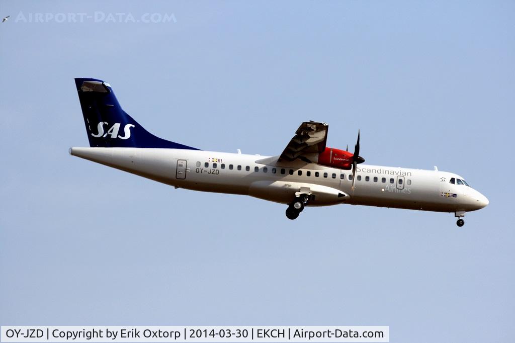 OY-JZD, 2013 ATR 72-600 (72-212A) C/N 1131, OY-JZD - first day of operation. Arriving from LPI