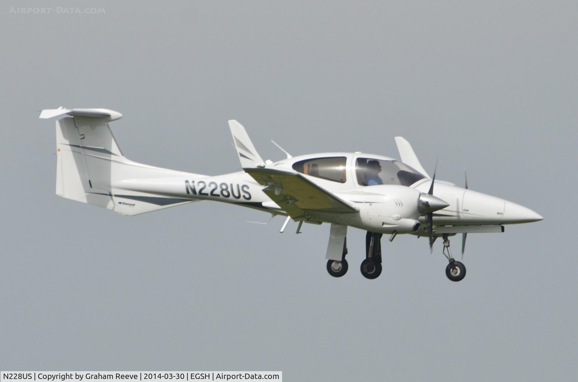 N228US, 2008 Diamond DA-42 Twin Star C/N 42.347, About to land at Norwich.