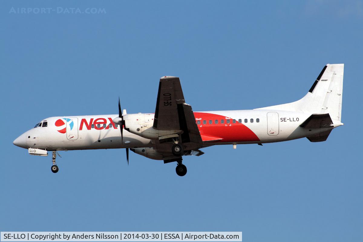 SE-LLO, 1990 British Aerospace ATP C/N 2023, On final for 01L. No tail logo.