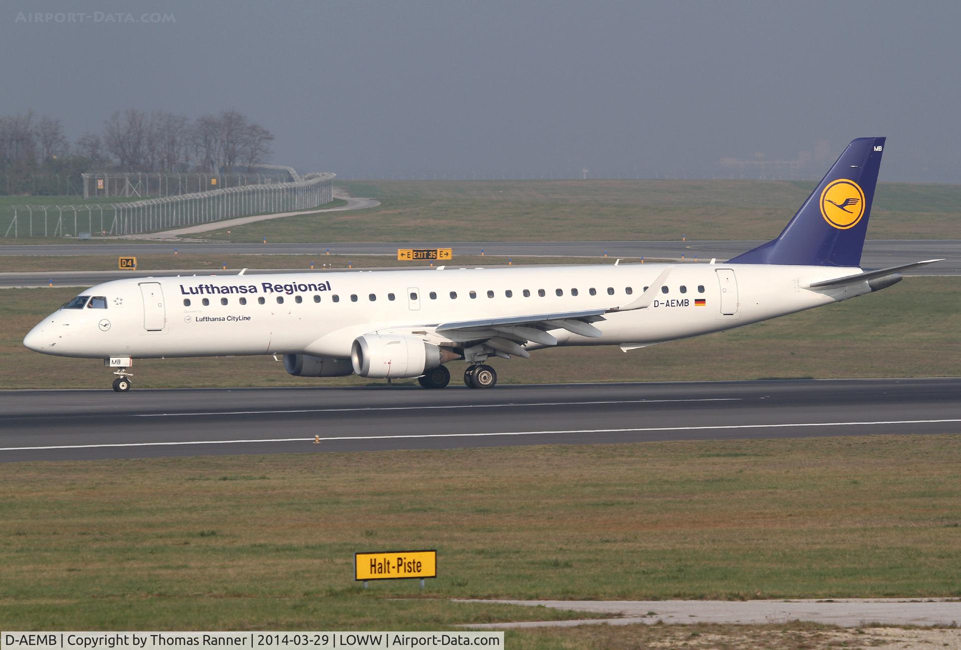 D-AEMB, 2009 Embraer 195LR (ERJ-190-200LR) C/N 19000297, Lufthansa City Line Emb190