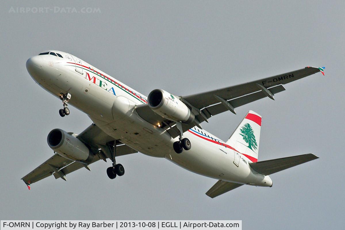 F-OMRN, 2010 Airbus A320-232 C/N 4339, Airbus A320-232 [4339] (Middle East Airlines) Home~G 08/10/2013. On approach 27R.