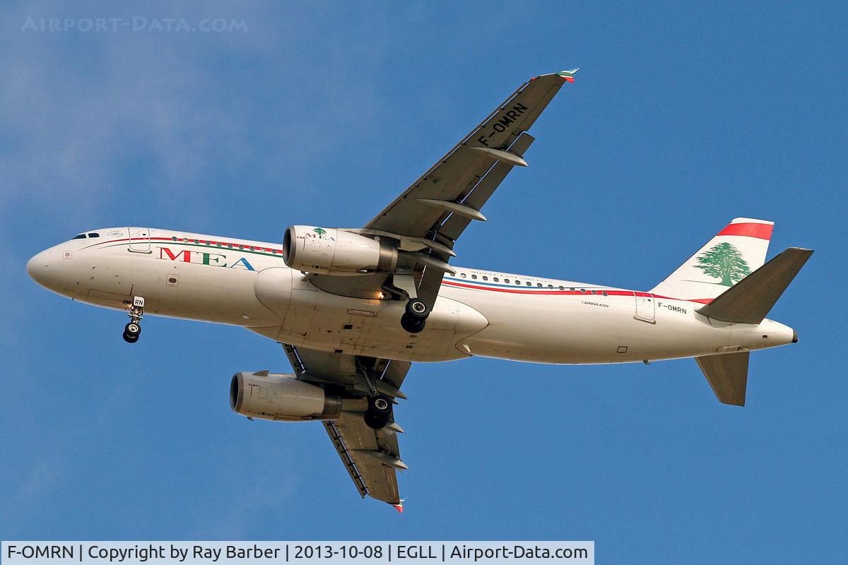 F-OMRN, 2010 Airbus A320-232 C/N 4339, Airbus A320-232 [4339] (Middle East Airlines) Home~G 08/10/2013. On approach 27R.