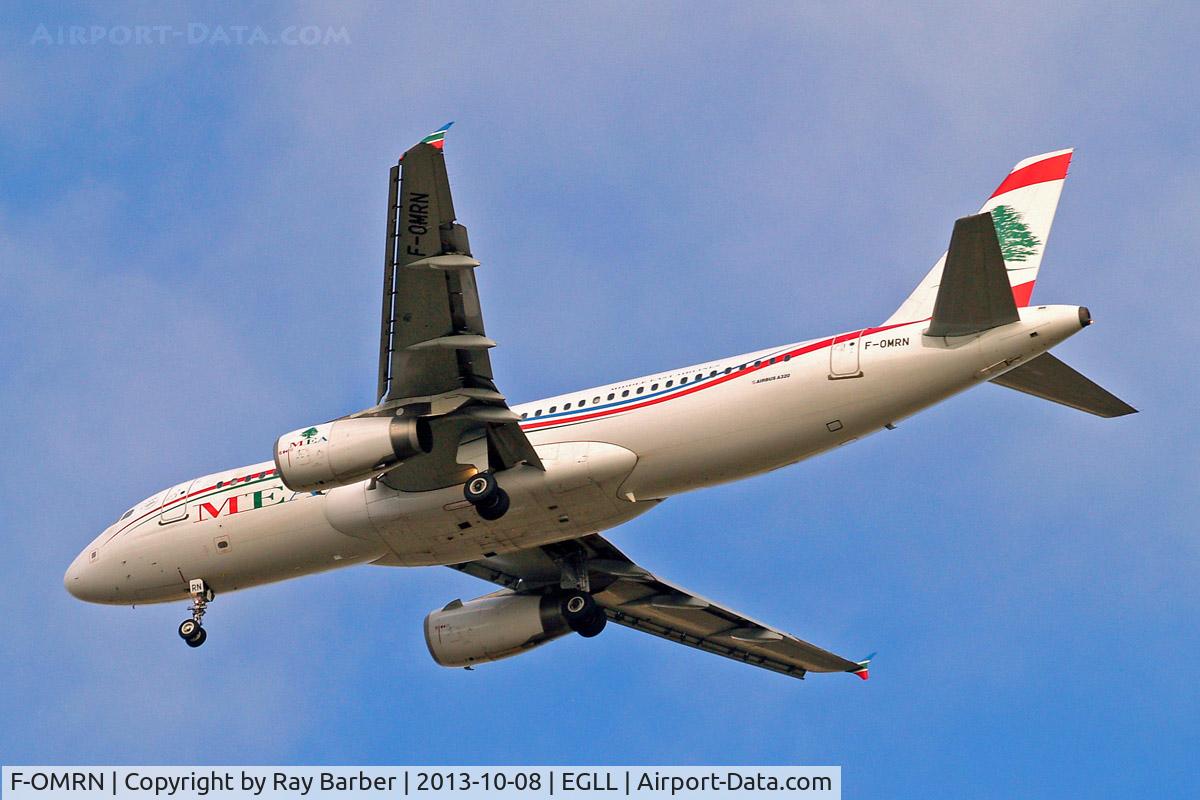 F-OMRN, 2010 Airbus A320-232 C/N 4339, Airbus A320-232 [4339] (Middle East Airlines) Home~G 08/10/2013. On approach 27R.