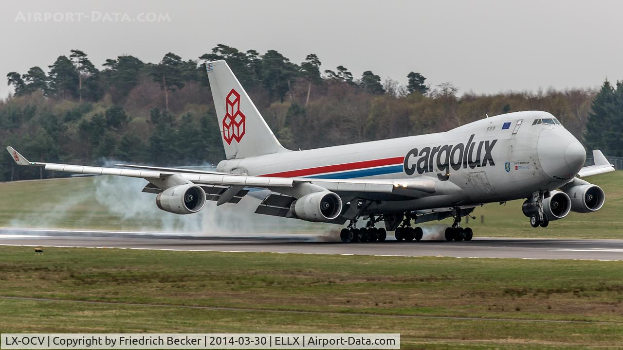 LX-OCV, 1999 Boeing 747-4R7F/SCD C/N 29731, touchdown