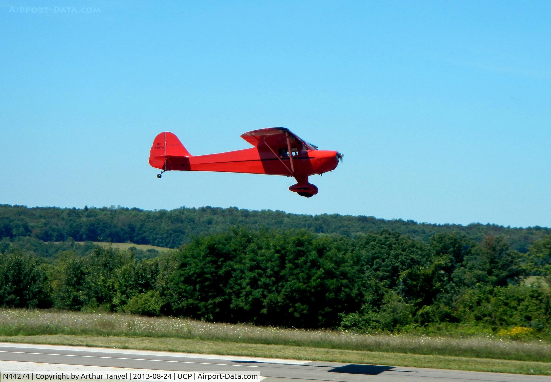 N44274, 1946 Taylorcraft BC12-D1 C/N 10074, Taking off after Wheels and Wings Airshow @ UCP