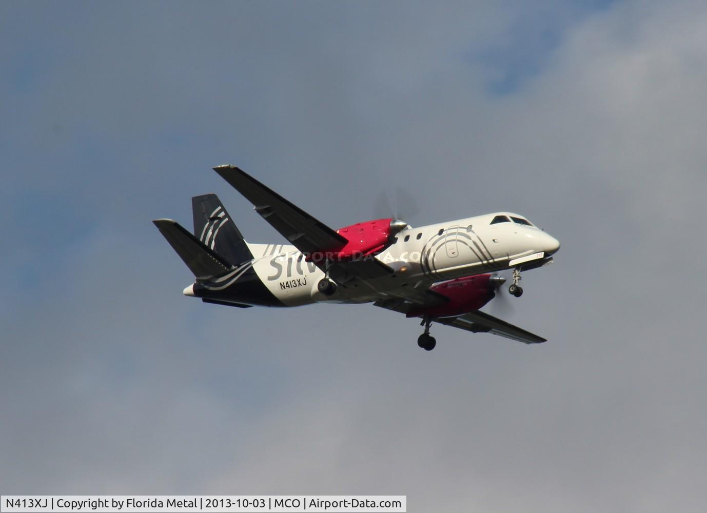 N413XJ, Saab 340B C/N 340B413, Silver Saab 340B